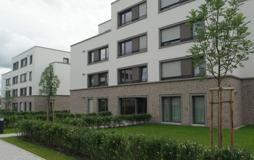 Wohnanlage in Frankfurt mit Wasserstrich-Verblend-Ziegel von FaBö